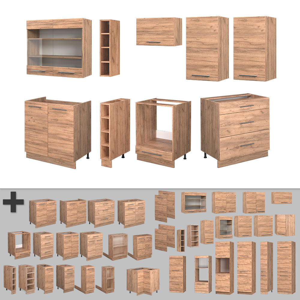 Vicco Cucina componibile Quercia dorata 235 cm senza piano di lavoro