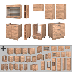 Vicco Cucina componibile Quercia dorata 235 cm senza piano di lavoro