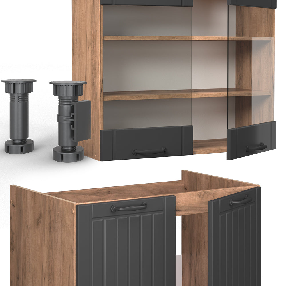 Vicco Cucina componibile Grigio scuro 235 cm senza piano di lavoro