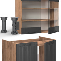 Vicco Cucina componibile Grigio scuro 235 cm senza piano di lavoro