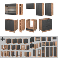 Vicco Cucina componibile Grigio scuro 235 cm , PL Rovere