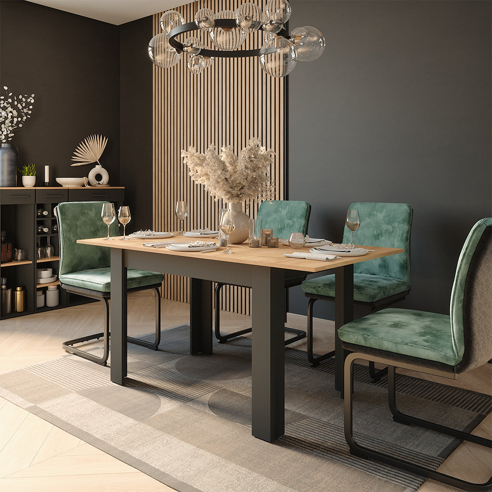 Vicco tavolo da pranzo allungabile Antracite/quercia dorata 160 x 80 cm Estensibile