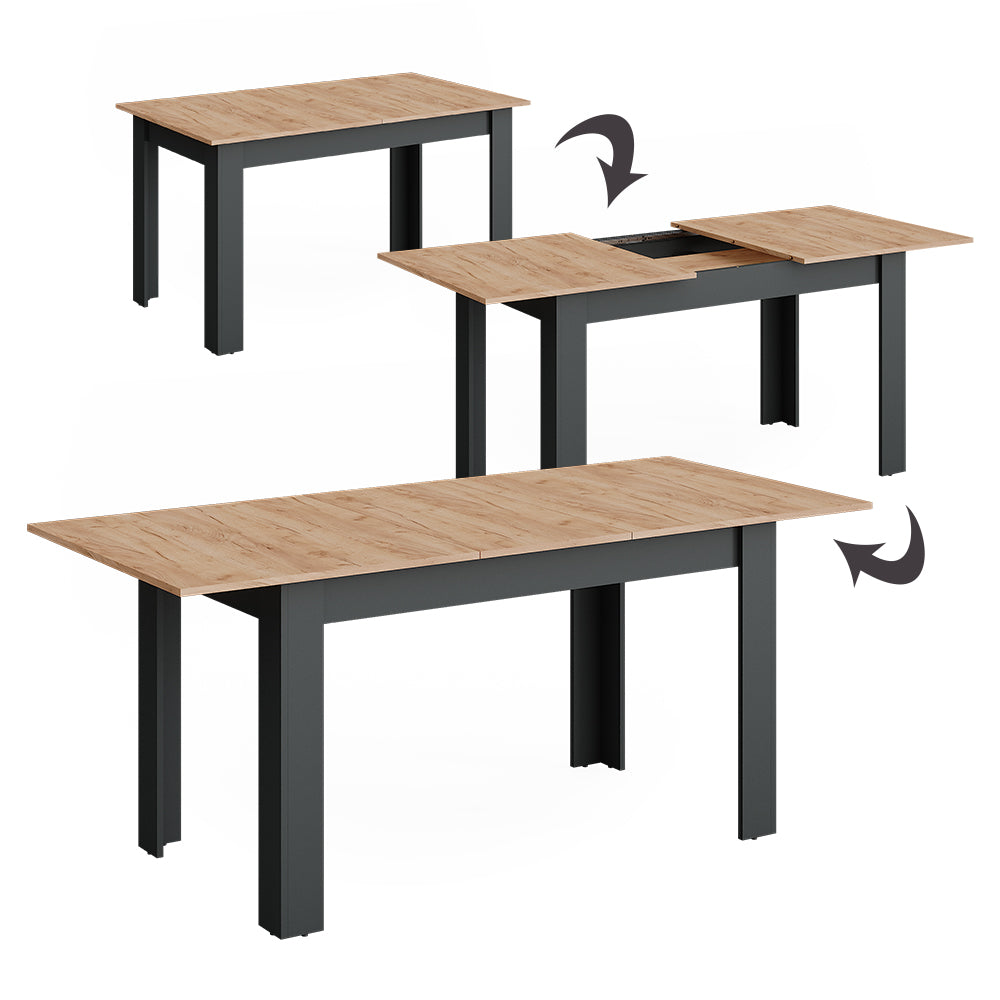 Vicco tavolo da pranzo allungabile Antracite/quercia dorata 180 x 80 cm Estensibile