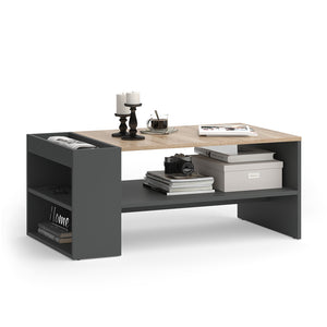 Vicco Tavolino da salotto Antracite/Sonoma 100 x 55 cm con ripiani