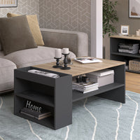 Vicco Tavolino da salotto Antracite/Sonoma 100 x 55 cm con ripiani