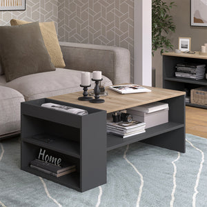 Vicco Tavolino da salotto Antracite/Sonoma 100 x 55 cm con ripiani