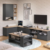 Vicco Tavolino da salotto Antracite/Sonoma 100 x 55 cm con ripiani