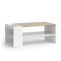 Vicco Tavolino da salotto Bianco/Sonoma 100 x 55 cm con ripiani