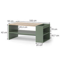 Vicco Tavolino da salotto Verde 100 x 55 cm con ripiani