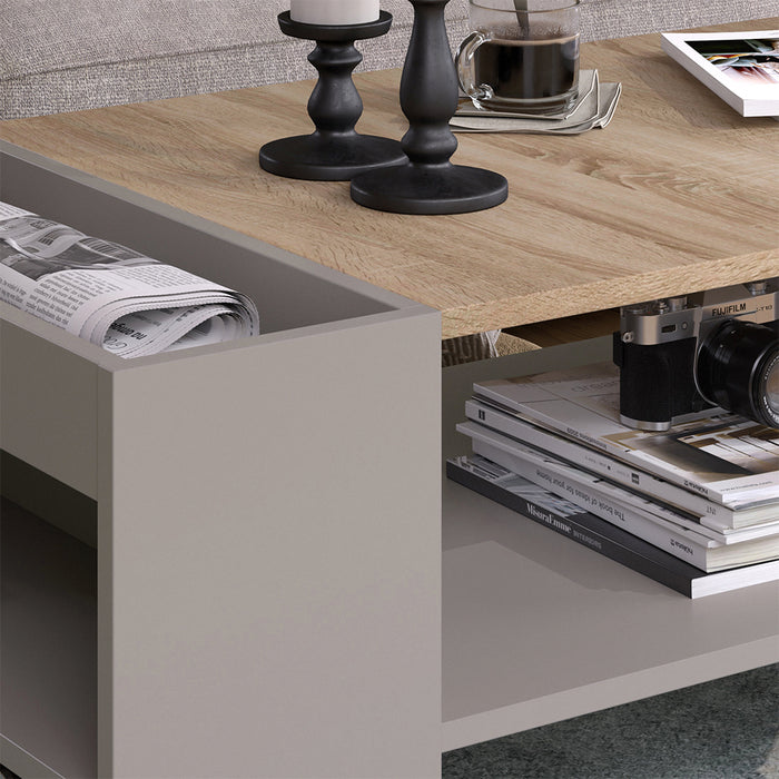 Vicco Tavolino da salotto Grigio 100 x 55 cm con ripiani