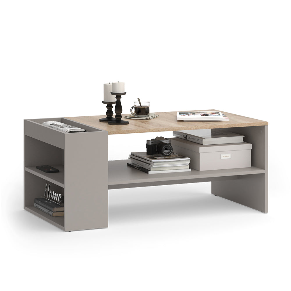 Vicco Tavolino da salotto Grigio 100 x 55 cm con ripiani