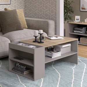 Vicco Tavolino da salotto Grigio 100 x 55 cm con ripiani