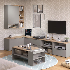 Vicco Tavolino da salotto Grigio 100 x 55 cm con ripiani