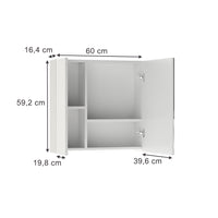 Vicco Specchio contenitore bagno Bianco 60 x 59.2 cm Con ripiani e 1 anta a specchio