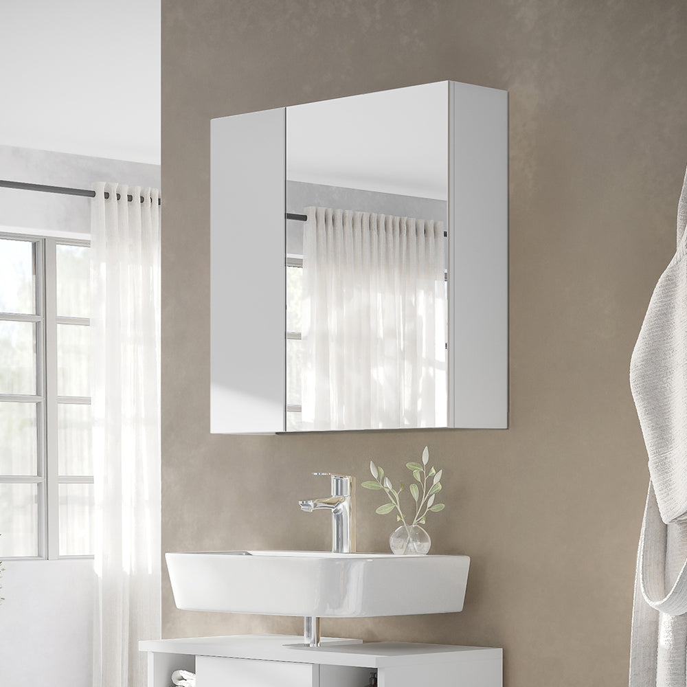 Vicco Specchio contenitore bagno Bianco 60 x 59.2 cm Con ripiani e 1 anta a specchio