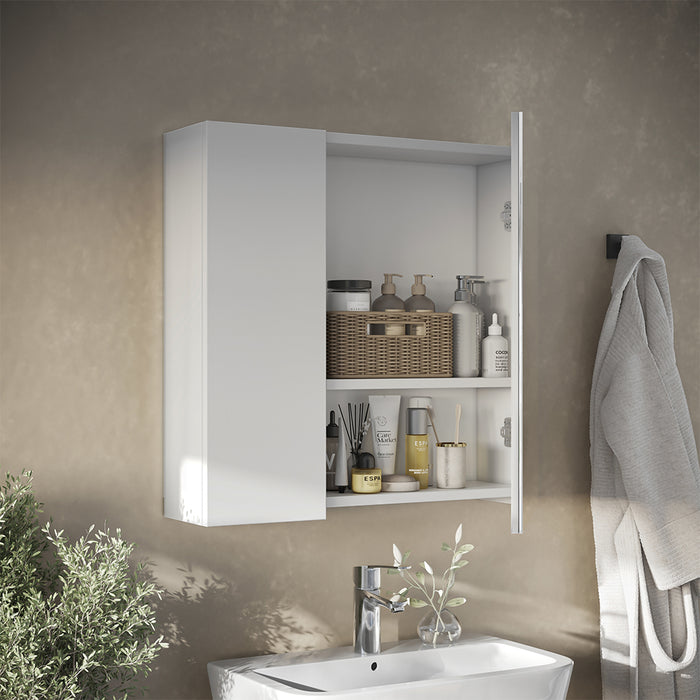 Vicco Specchio contenitore bagno Bianco 60 x 59.2 cm Con ripiani e 1 anta a specchio