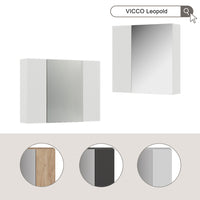 Vicco Specchio contenitore bagno Bianco 60 x 59.2 cm Con ripiani e 1 anta a specchio
