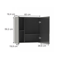 Vicco Specchio contenitore bagno Antracite 60 x 59.2 cm Con ripiani e 1 anta a specchio