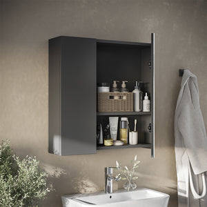 Vicco Specchio contenitore bagno Antracite 60 x 59.2 cm Con ripiani e 1 anta a specchio
