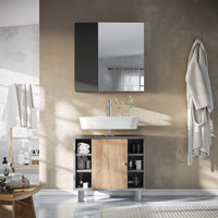 Vicco Specchio contenitore bagno Antracite 60 x 59.2 cm Con ripiani e 1 anta a specchio