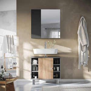 Vicco Specchio contenitore bagno Antracite 60 x 59.2 cm Con ripiani e 1 anta a specchio