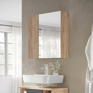 Vicco Specchio contenitore bagno Quercia dorata 60 x 59.2 cm Con ripiani e 1 anta a specchio