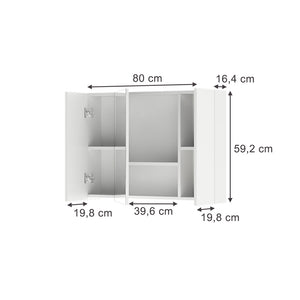 Vicco Specchio contenitore bagno Bianco 80 x 59.2 cm con ripiani