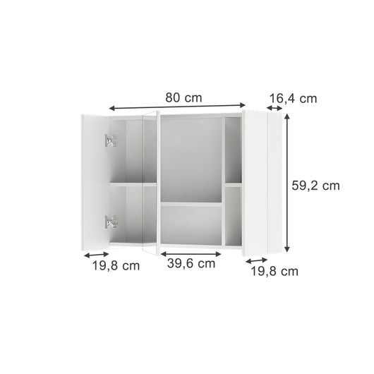 Vicco Specchio contenitore bagno Bianco 80 x 59.2 cm con ripiani