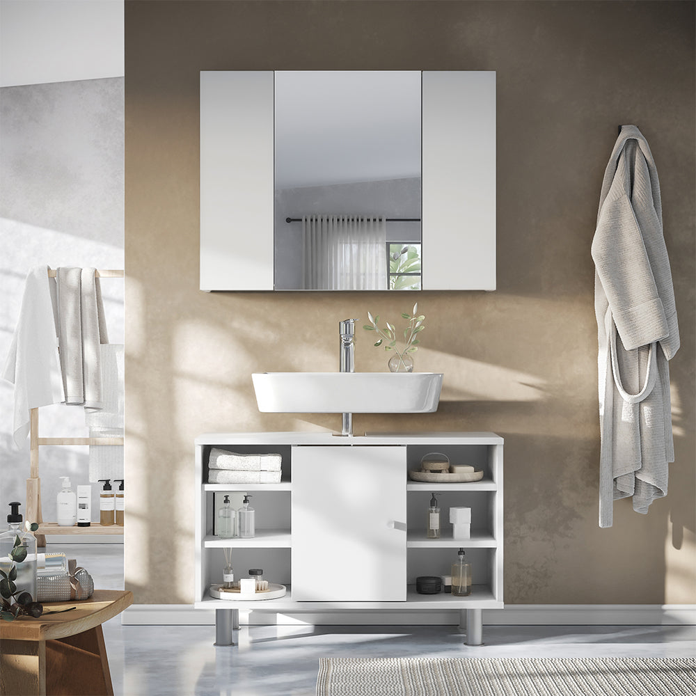 Vicco Specchio contenitore bagno Bianco 80 x 59.2 cm con ripiani
