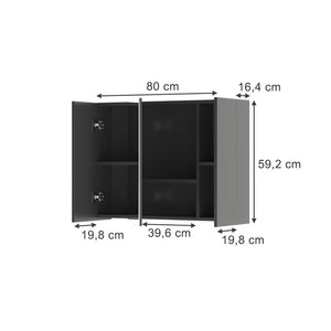 Vicco Specchio contenitore bagno Antracite 80 x 59.2 cm con ripiani