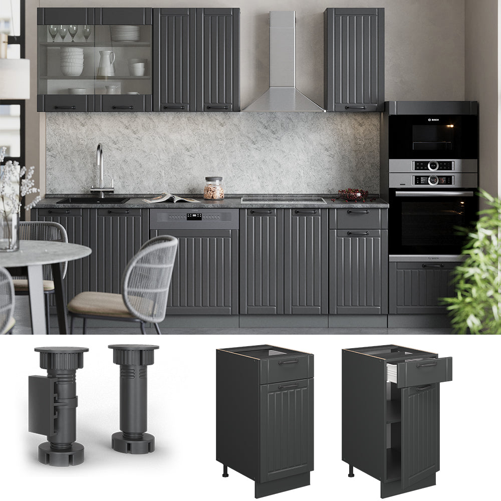 Vicco Mobiletto base per cucina Grigio scuro 40 cm , PL Rovere