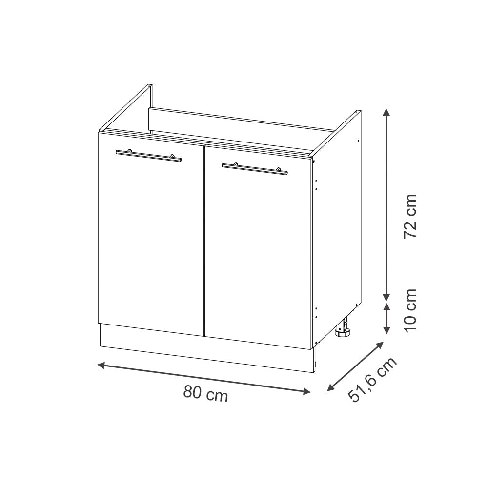 Vicco Mobile lavello cucina Landhaus antrazit-oro 80 cm , PL Marmo