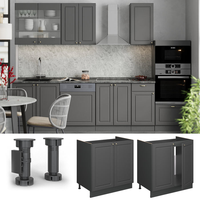 Vicco Mobile lavello cucina Landhaus antrazit-oro 80 cm senza piano di lavoro