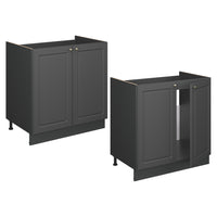 Vicco Mobile lavello cucina Landhaus antrazit-oro 80 cm senza piano di lavoro