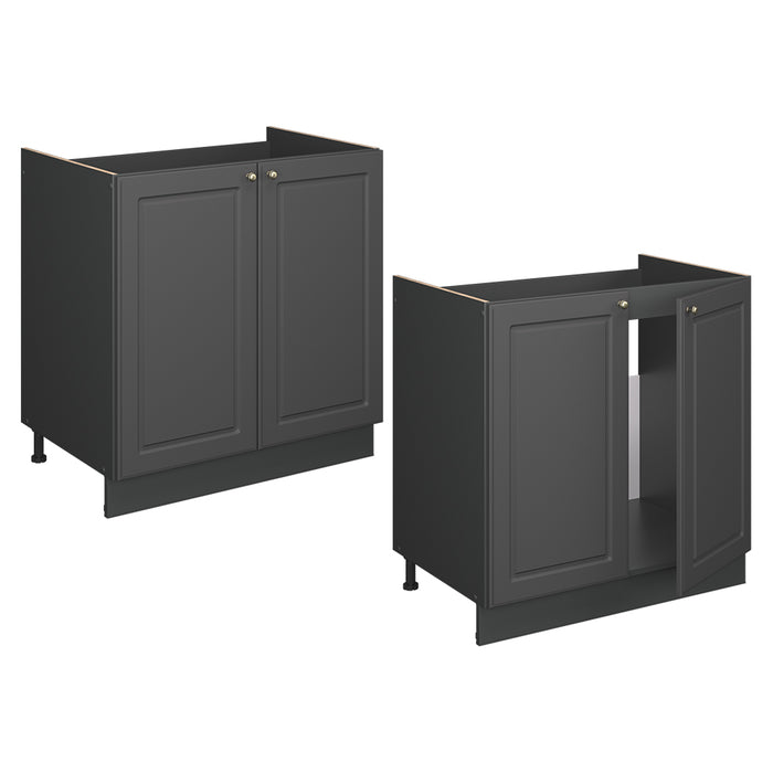 Vicco Mobile lavello cucina Landhaus antrazit-oro 80 cm , PL Rovere