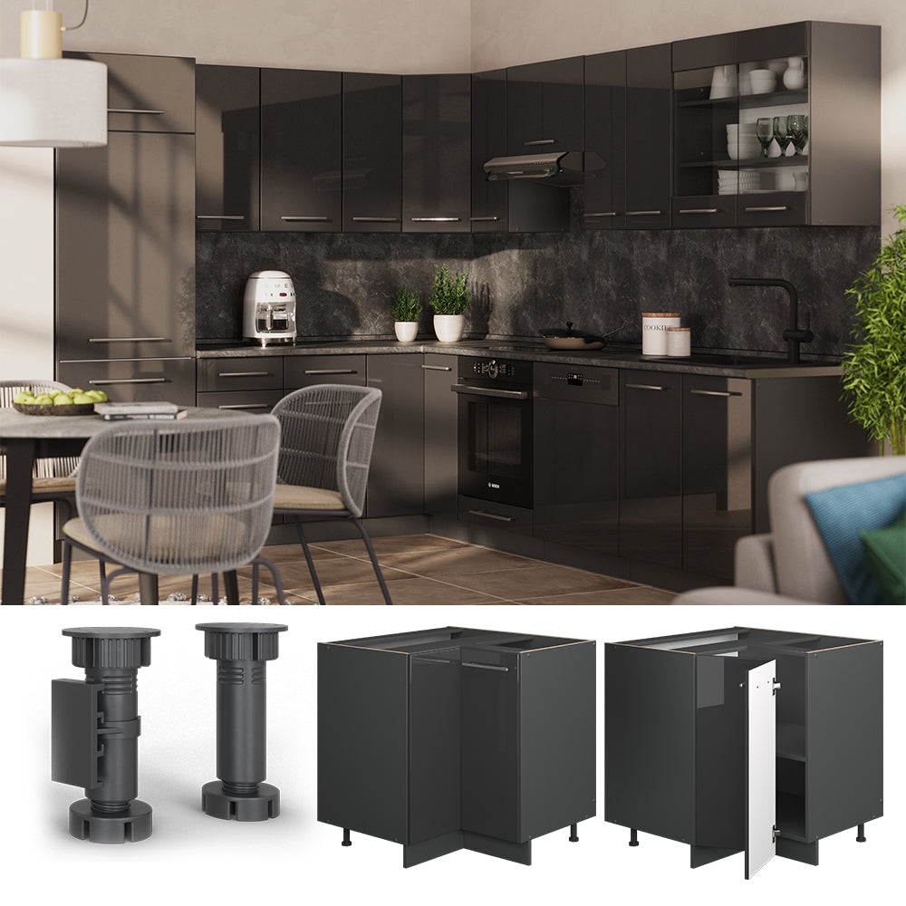 Vicco Mobile ad angolo cucina Antracite lucido 80.5 cm senza piano di lavoro