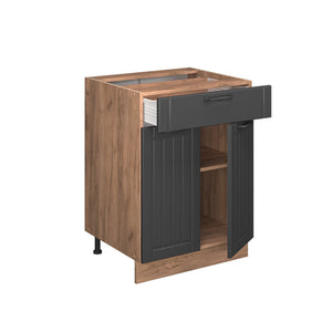Vicco Mobiletto base per cucina Grigio scuro 60 cm con cassetto, PL Marmo