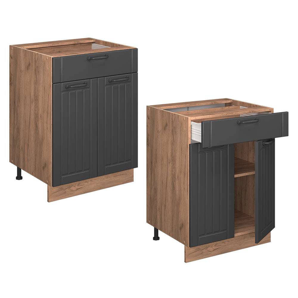 Vicco Mobiletto base per cucina Grigio scuro 60 cm con cassetto, senza piano di lavoro