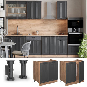 Vicco Mobile lavello cucina Grigio scuro 80 cm senza piano di lavoro