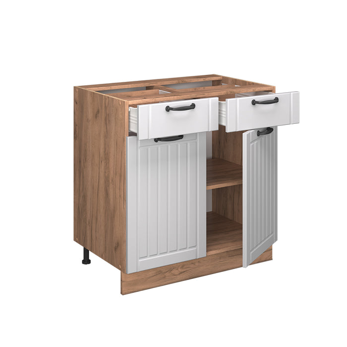 Vicco Mobiletto base per cucina Bianco casa di campagna 80 cm , PL Rovere