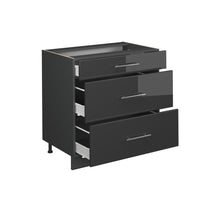 Vicco Mobiletto base per cucina Antracite lucido 80 cm con 3 cassetti, PL Rovere