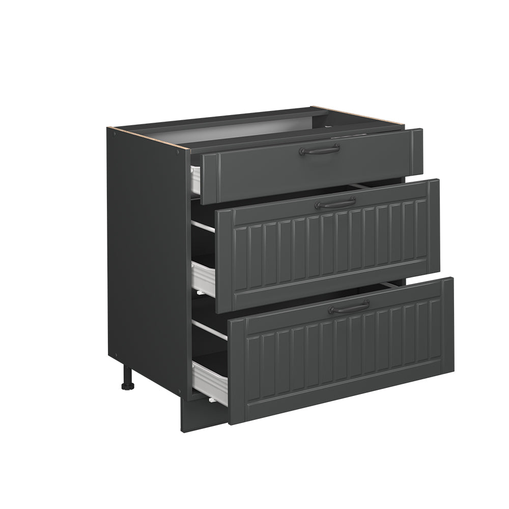 Vicco Mobiletto base per cucina Grigio scuro 80 cm con 3 cassetti, senza piano di lavoro
