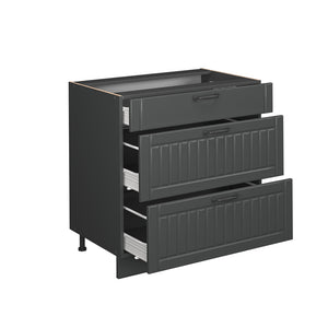 Vicco Mobiletto base per cucina Grigio scuro 80 cm con 3 cassetti, senza piano di lavoro
