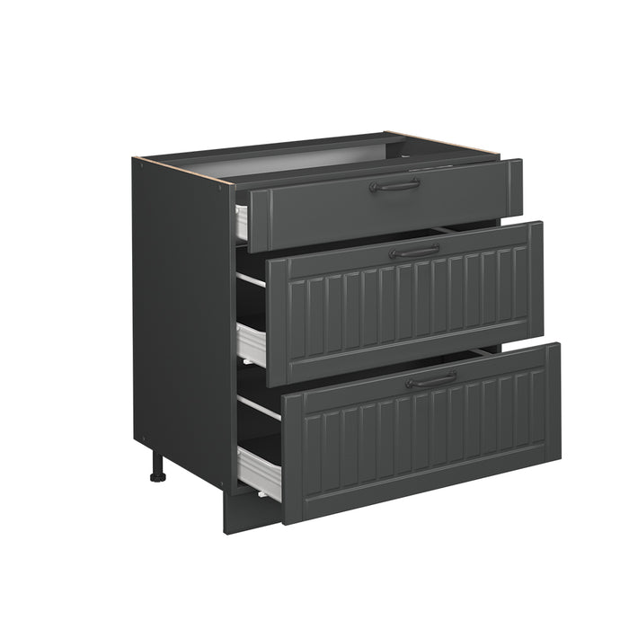 Vicco Mobiletto base per cucina Grigio scuro 80 cm con 3 cassetti, senza piano di lavoro