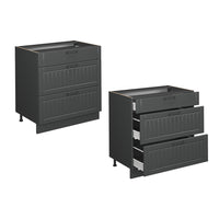 Vicco Mobiletto base per cucina Grigio scuro 80 cm con 3 cassetti, senza piano di lavoro