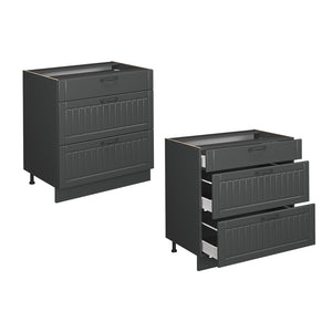 Vicco Mobiletto base per cucina Grigio scuro 80 cm con 3 cassetti, senza piano di lavoro