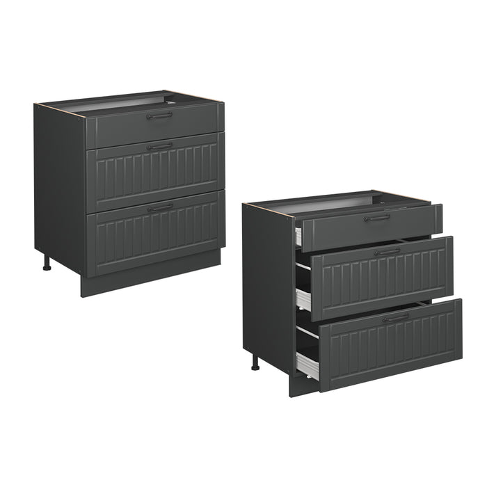 Vicco Mobiletto base per cucina Grigio scuro 80 cm con 3 cassetti, senza piano di lavoro