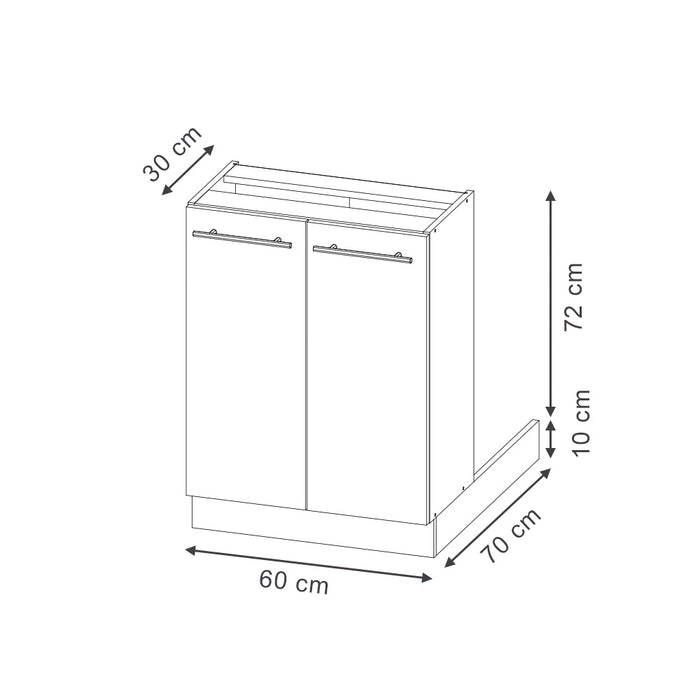 Vicco isola cucina Bianco casa di campagna 60 cm senza piano di lavoro
