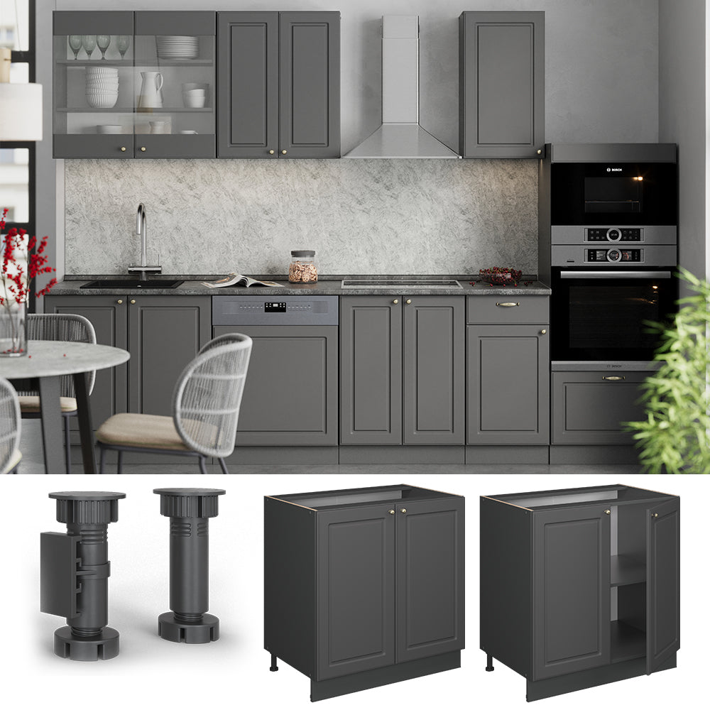 Vicco Mobile lavello cucina Landhaus antrazit-oro 80 cm con ripiano, PL Rovere