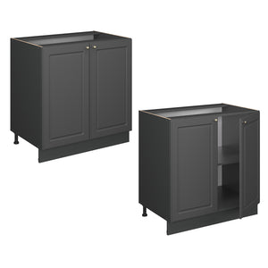 Vicco Mobile lavello cucina Landhaus antrazit-oro 80 cm con ripiano, PL Rovere